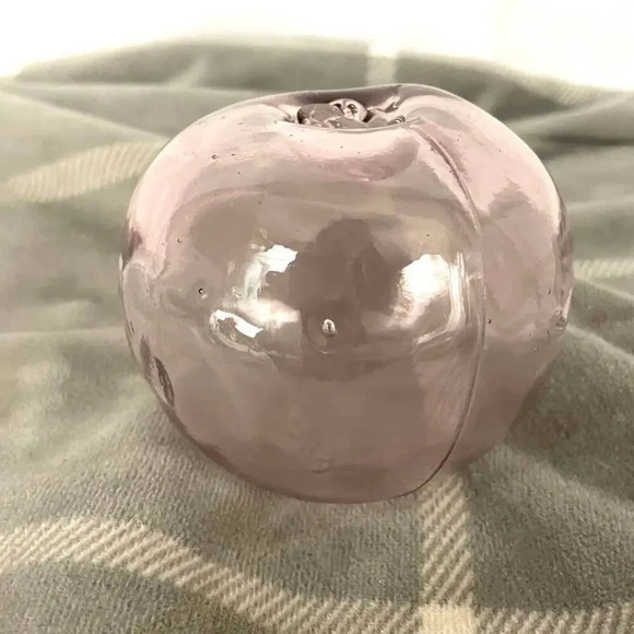 VTG Clear Purple Glass Apple Decor Fruit MCM Round Bubbles - Picture 1 of 13